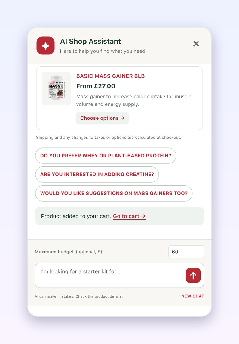 AI Shop Assistant chat: Straight to the cart