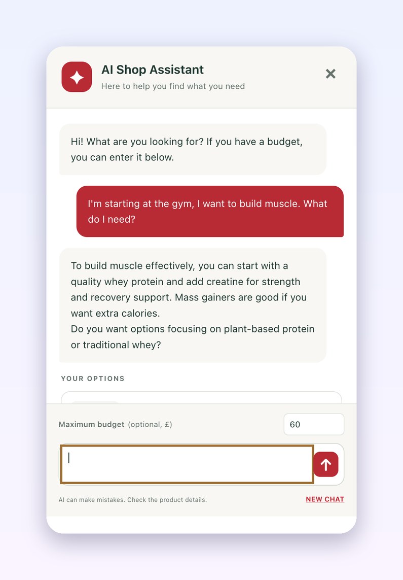 AI Shop Assistant chat: Ask in plain words