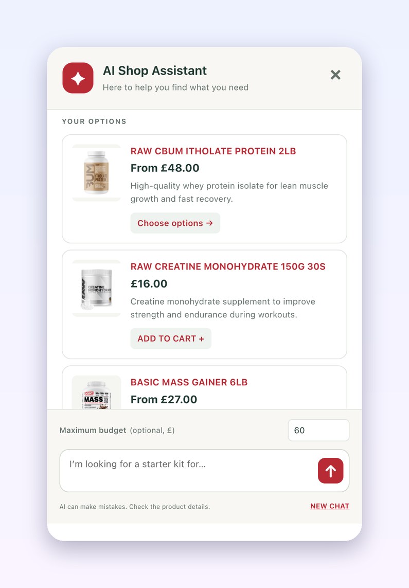 AI Shop Assistant chat: Picks from your catalogue